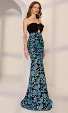 Mori Lee 49275 - Floral Sequin Sheath Gown with Overskirt - back view