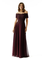 MGNY By Mori Lee - 72133 Off Shoulder Lace Appliqued Chiffon Dress
