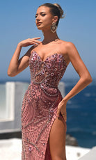 Portia and Scarlett PS26442C - Beaded Floral Accent Strapless Dress - back view