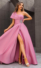 Terani 251M4441 - One Shoulder Pleated Dress Clearance Sale - view 4