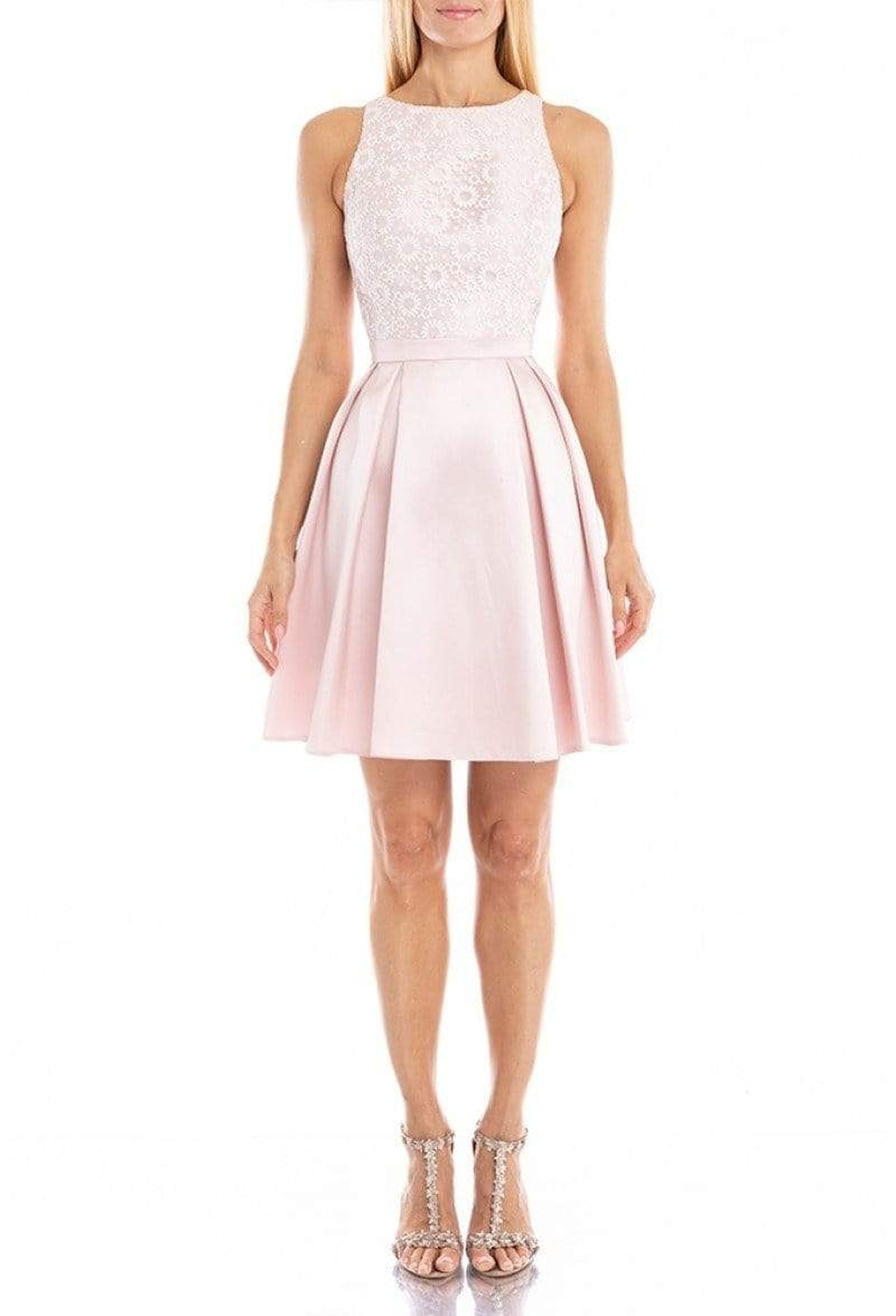 Terani Couture - 1821H7914 Sleeveless Bateau Neck A-Line Short Dress