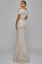Terani Couture - 1921M0727 Off-Shoulder V-Neck Mother of the Groom Sheath Gown