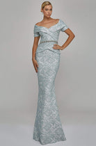 Terani Couture - 1921M0727 Off-Shoulder V-Neck Mother of the Groom Sheath Gown