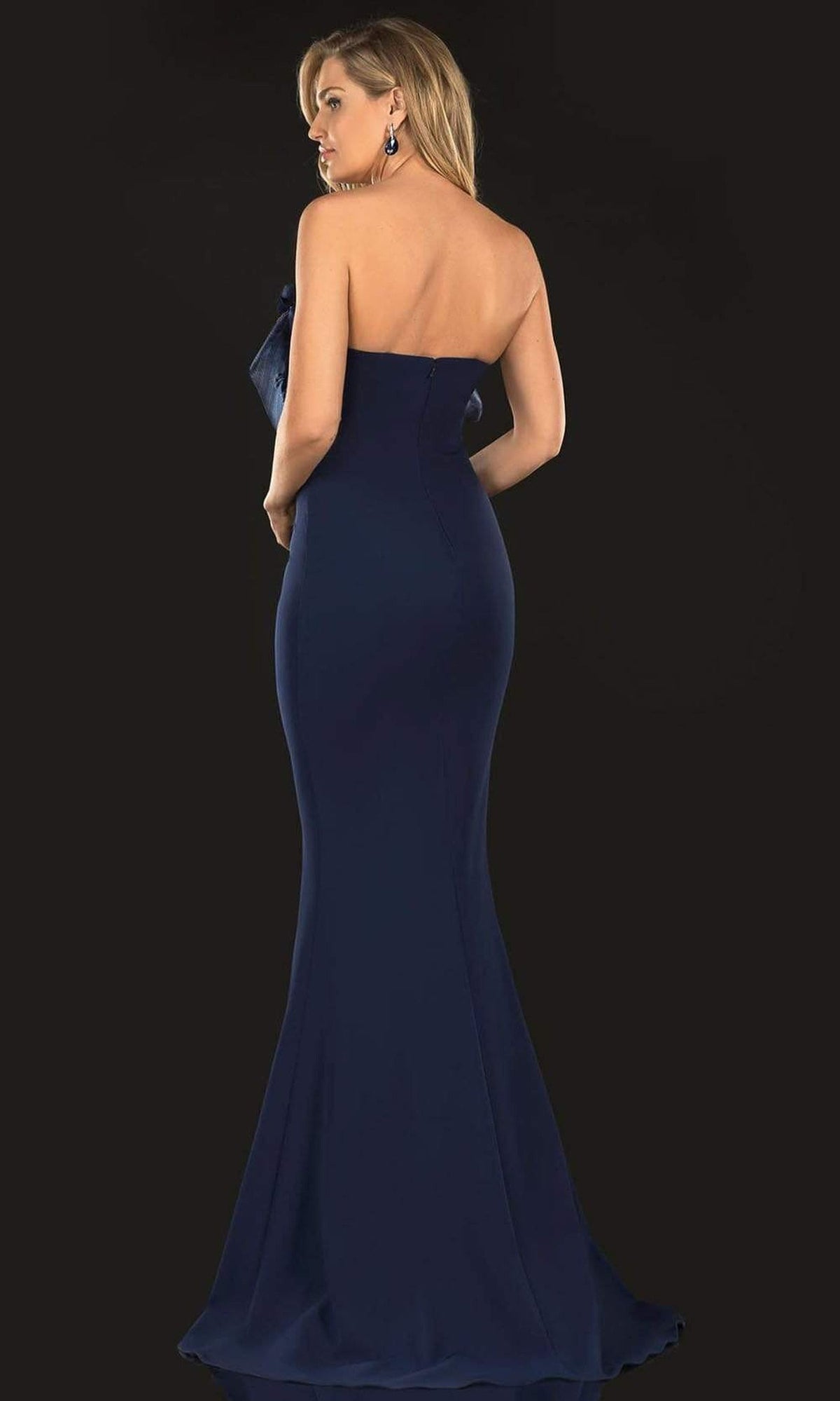 Terani Couture - 2021E2818 Strapless Ribbon Accent Slit Sheath Gown