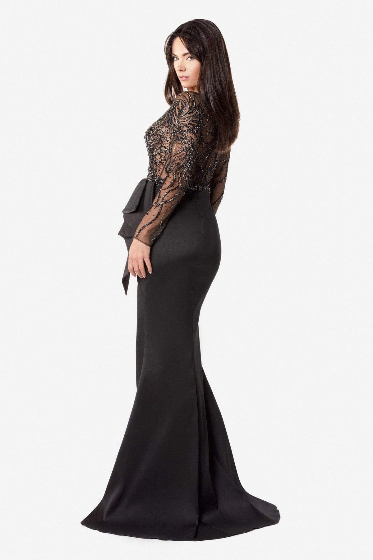 Terani Couture - 2021E2878 Beaded Illusion Bodice High Slit Gown