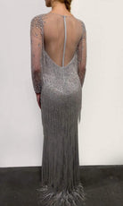Terani Couture - 2111GL5037 Crystal Beaded Fringe-Ornate Gown