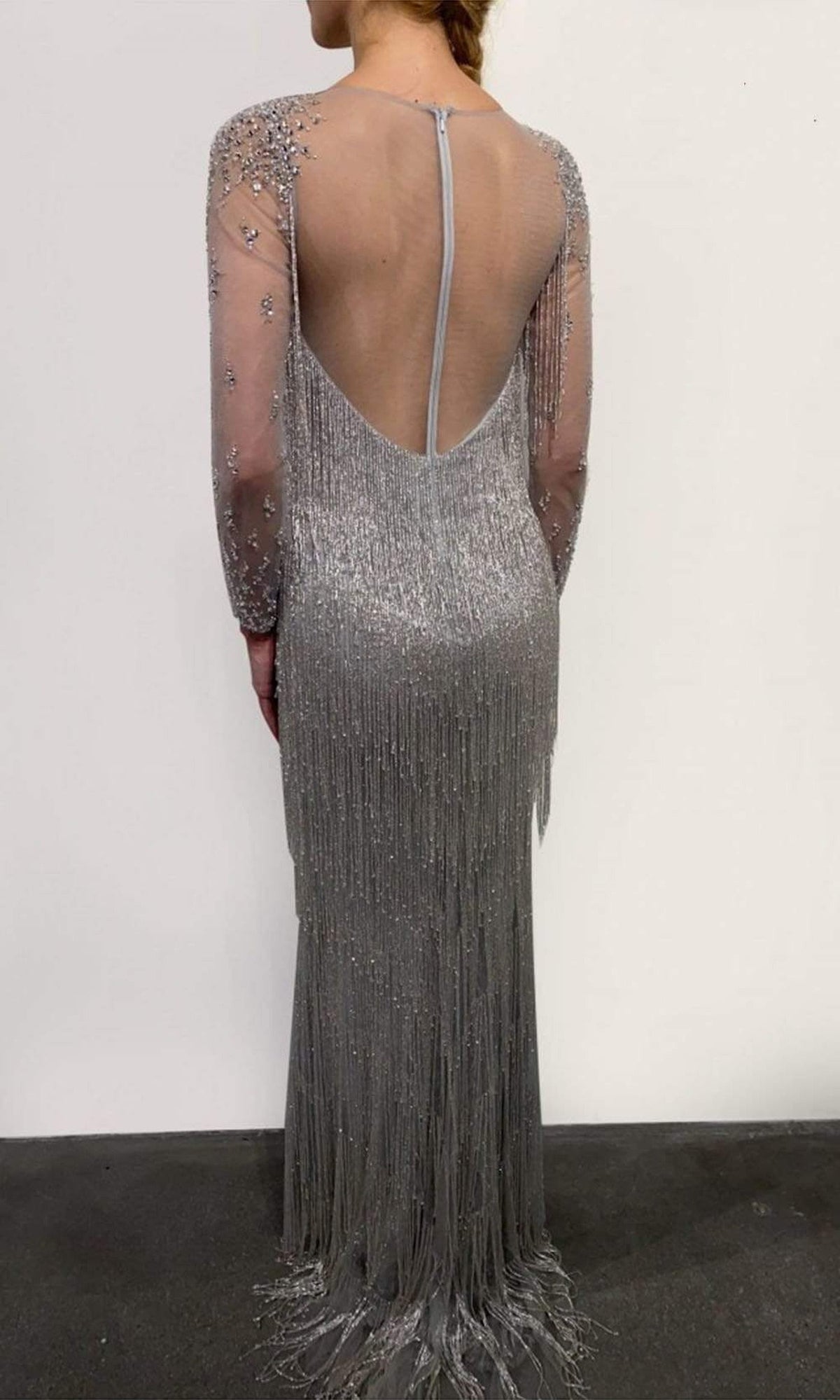 Terani Couture - 2111GL5037 Crystal Beaded Fringe-Ornate Gown