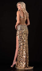 Terani Couture - 2111P4064 Mirror Embellished Dress with Slit