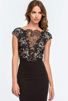 Terani Couture - 151E0444A Lace Overlaid Cap Sleeve Gown