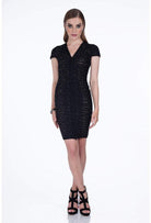 Terani Couture - 1611C0011A Bedazzled V-Neck Sheath Dress