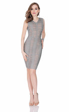 Terani Couture - 1621C1256 Sleeveless V-Neck Sheath Dress - designer homecoming dress at Silhouette Dresses