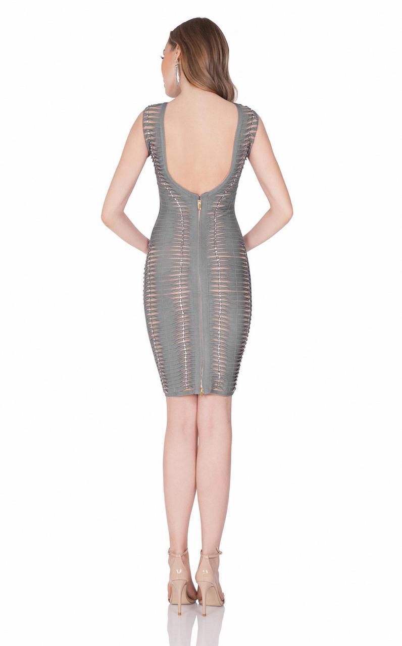 Terani Couture - 1621C1256 Sleeveless V-Neck Sheath Dress - back view