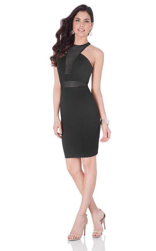 Terani Couture - 1621H1056 Sexy Illusion Halter Neck Short Dress - designer cocktail dress at Silhouette Dresses