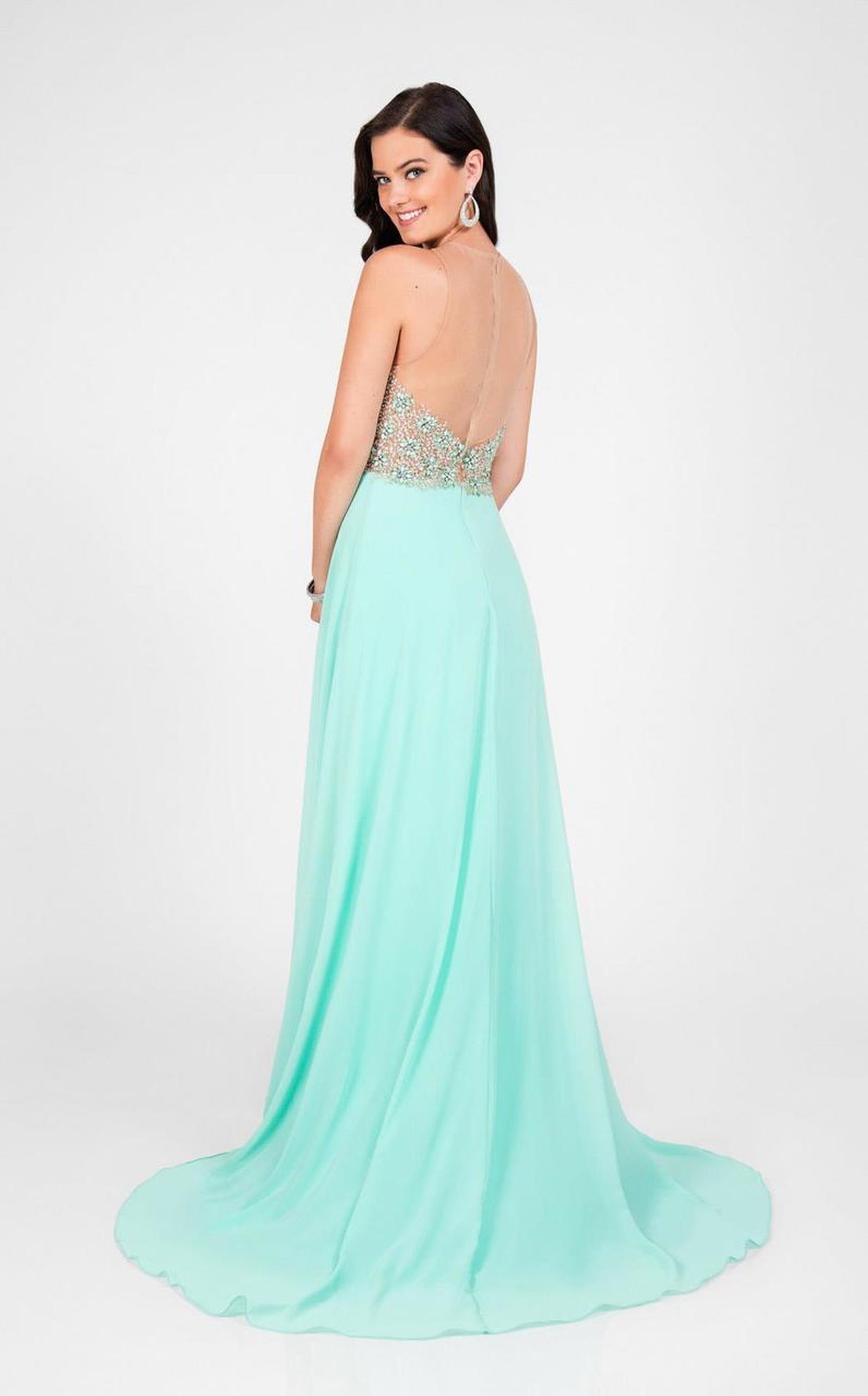 Terani Couture - Illusion Sweetheart Chiffon Gown 1712P2512