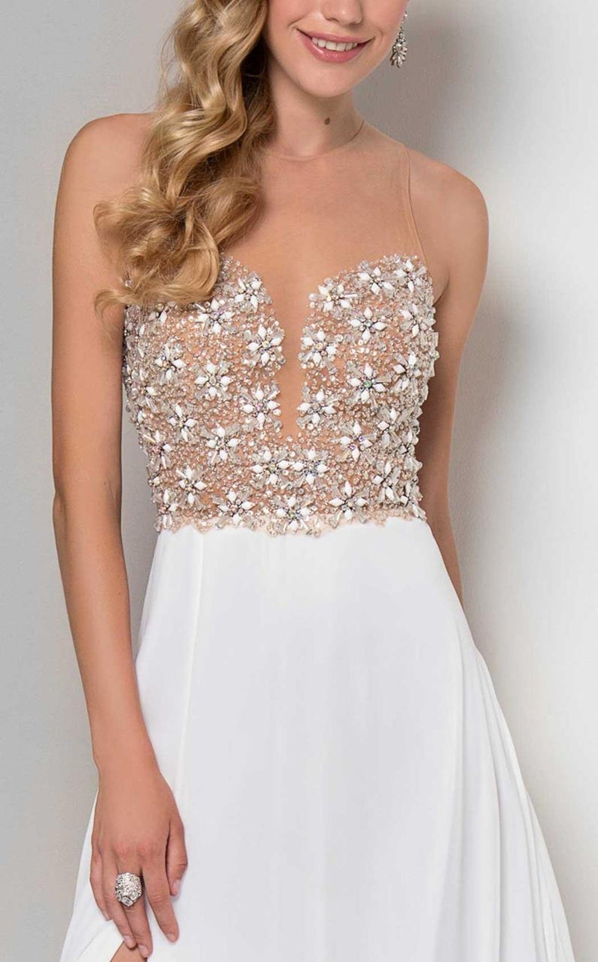 Terani Couture - Illusion Sweetheart Chiffon Gown 1712P2512