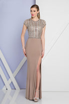 Terani Couture - 1721E4161 Embellished Jewel Neck Sheath Dress