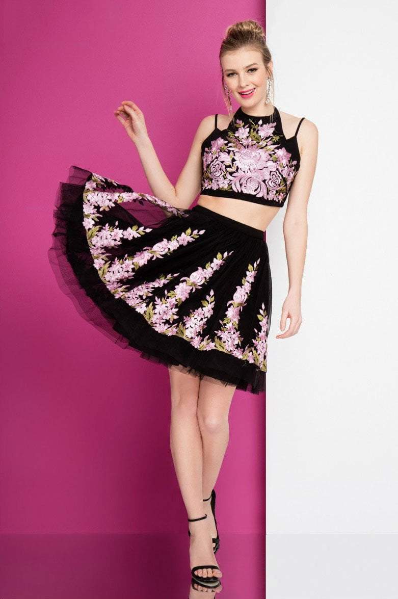Terani Couture - 1721H4513 Two Piece Floral A-line Dress - designer cocktail dress at Silhouette Dresses