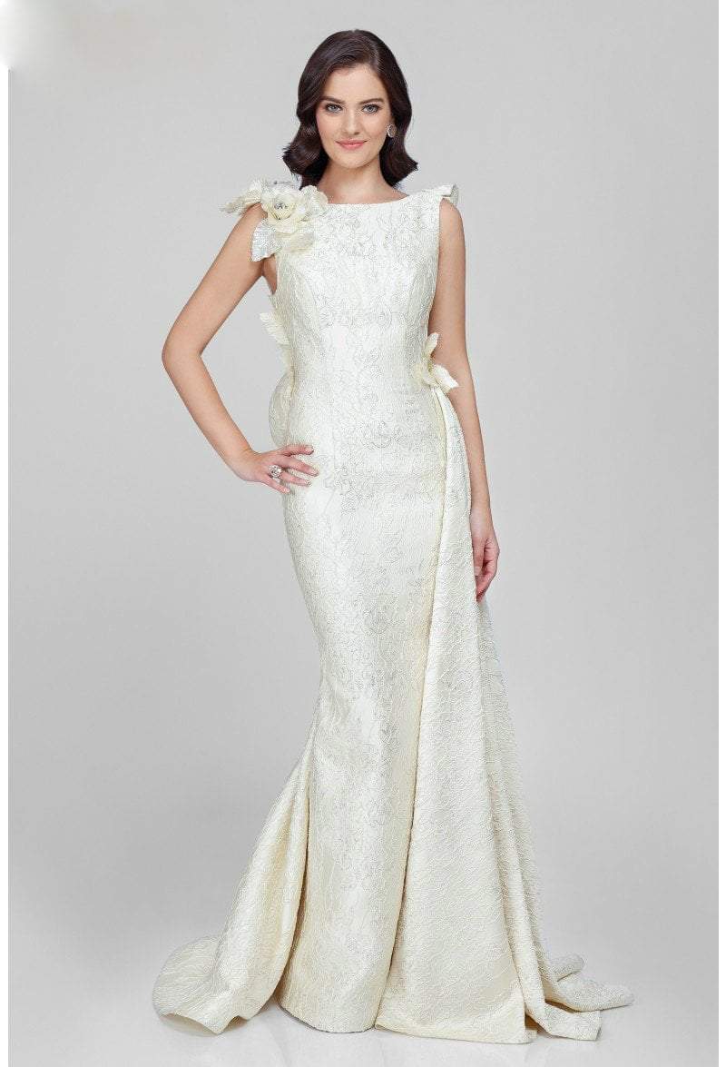 Terani Couture - 1721M4703 Laced Bateau Neck A-Line Dress