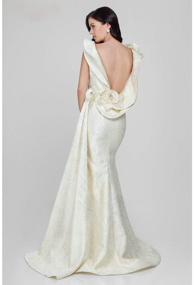 Terani Couture - 1721M4703 Laced Bateau Neck A-Line Dress