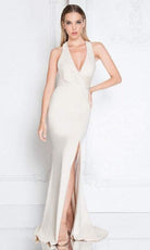 Terani Couture - 1811E6103 Surplice Bodice Sheath Gown - designer evening gown at Silhouette Dresses