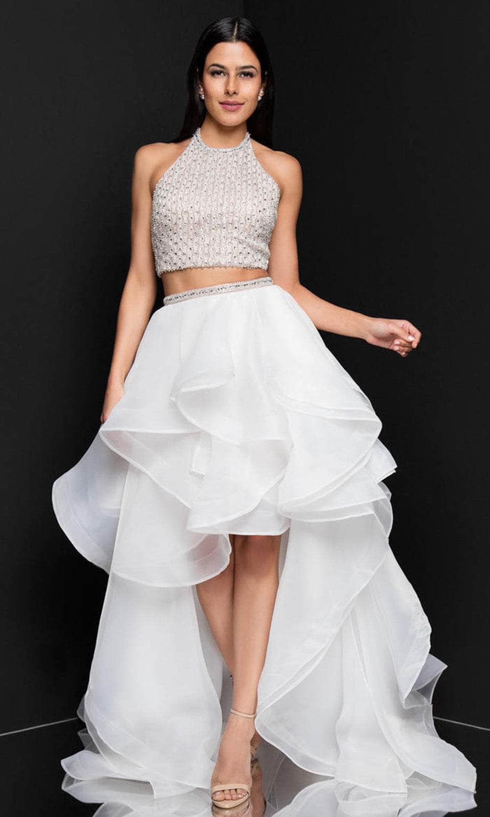 Terani Couture - 1811P5703 Two Piece Embellished High Low Dress - view 5