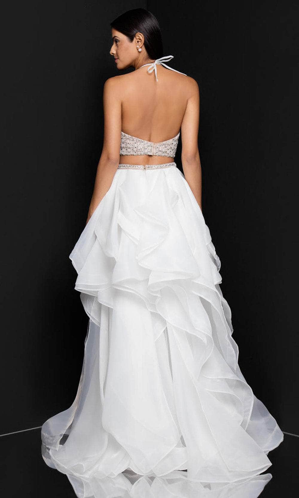 Terani Couture - 1811P5703 Two Piece Embellished High Low Dress - back view