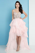 Terani Couture - 1811P5782 Beaded Bodice T-Strap Hi-Lo Prom Dress - view 8