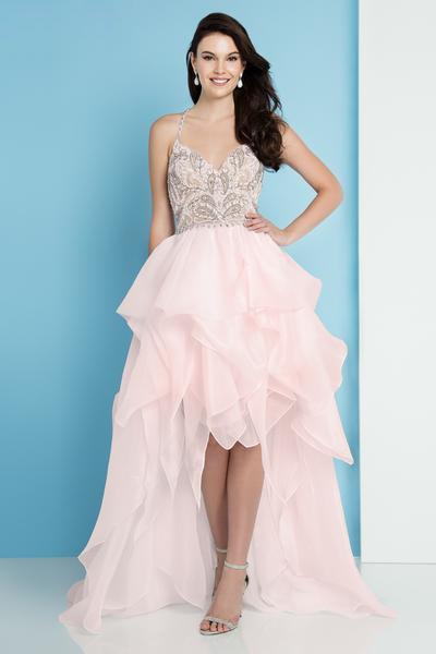 Terani Couture - 1811P5782 Beaded Bodice T-Strap Hi-Lo Prom Dress - view 8