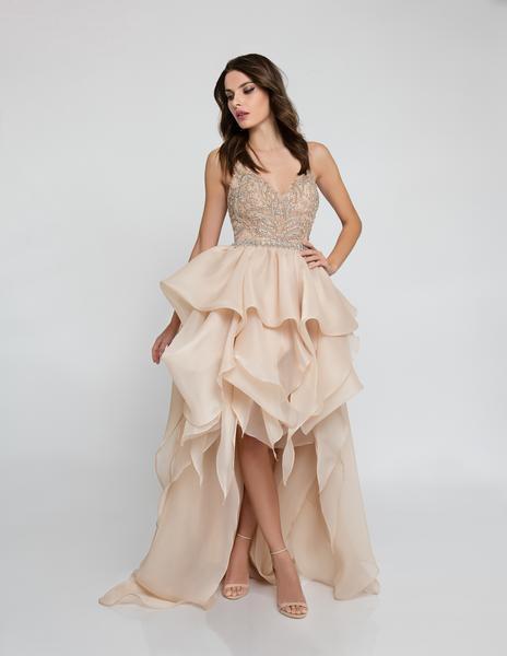 Terani Couture - 1811P5782 Beaded Bodice T-Strap Hi-Lo Prom Dress - view 4