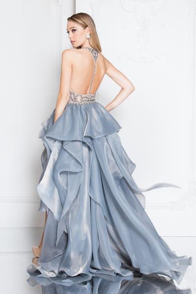 Terani Couture - 1811P5782 Beaded Bodice T-Strap Hi-Lo Prom Dress - view 7