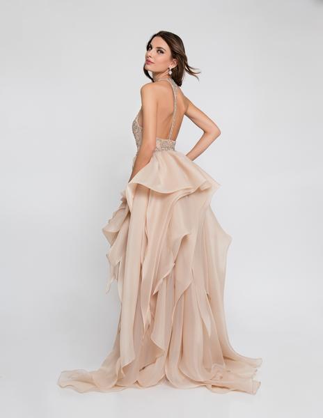 Terani Couture - 1811P5782 Beaded Bodice T-Strap Hi-Lo Prom Dress - view 5