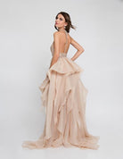 Terani Couture - 1811P5782 Beaded Bodice T-Strap Hi-Lo Prom Dress - view 5