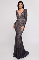Terani Couture - 1812E6299 Long Sleeves Lace Gown