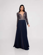 Terani Couture - 1812M6650 Lace Long Sleeved A-line Gown - view 5