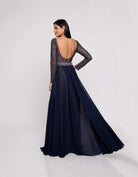 Terani Couture - 1812M6650 Lace Long Sleeved A-line Gown - back view