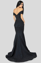 Terani Couture - 1812M6657 Off-Shoulder Brocade Mother of the Groom Gown - detail view