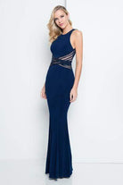 Terani Couture - 1815P5909 Embellished Scoop Neckline Sheath Dress - designer evening gown at Silhouette Dresses