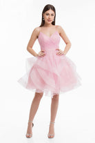 Terani Couture - 1821H7770 Low Scoop Back Ruffle Skirt Cocktail Dress - designer cocktail dress at Silhouette Dresses