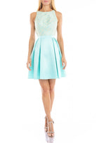 Terani Couture - 1821H7914 Sleeveless Bateau Neck A-Line Short Dress - designer cocktail dress at Silhouette Dresses