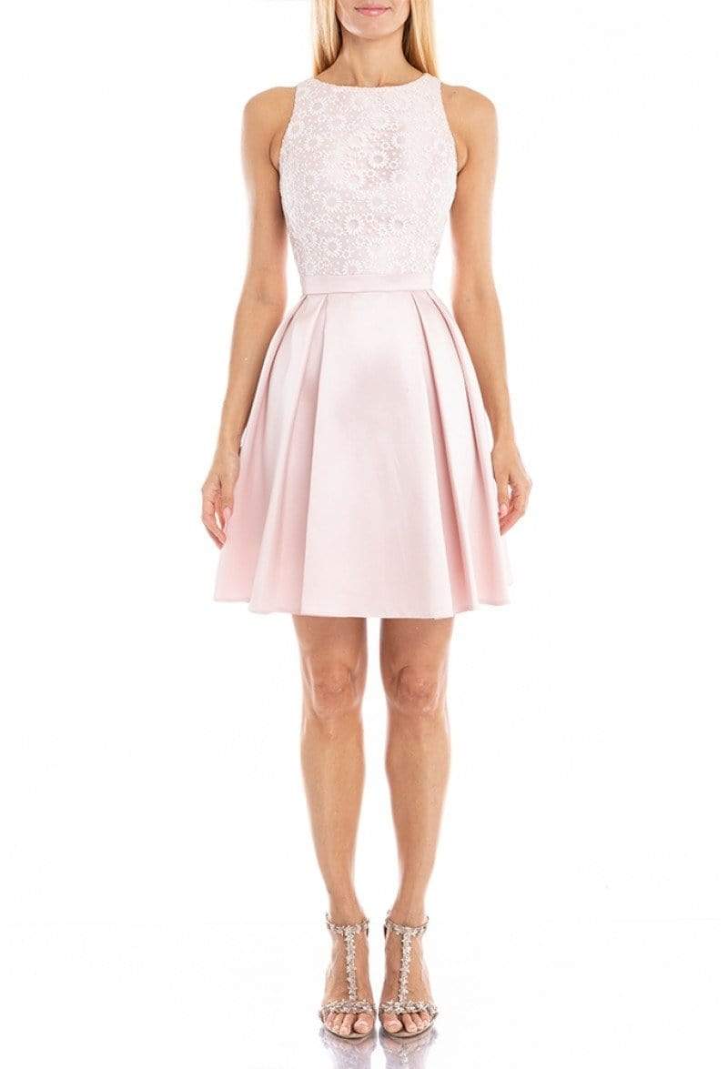 Terani Couture - 1821H7914 Sleeveless Bateau Neck A-Line Short Dress - detail view