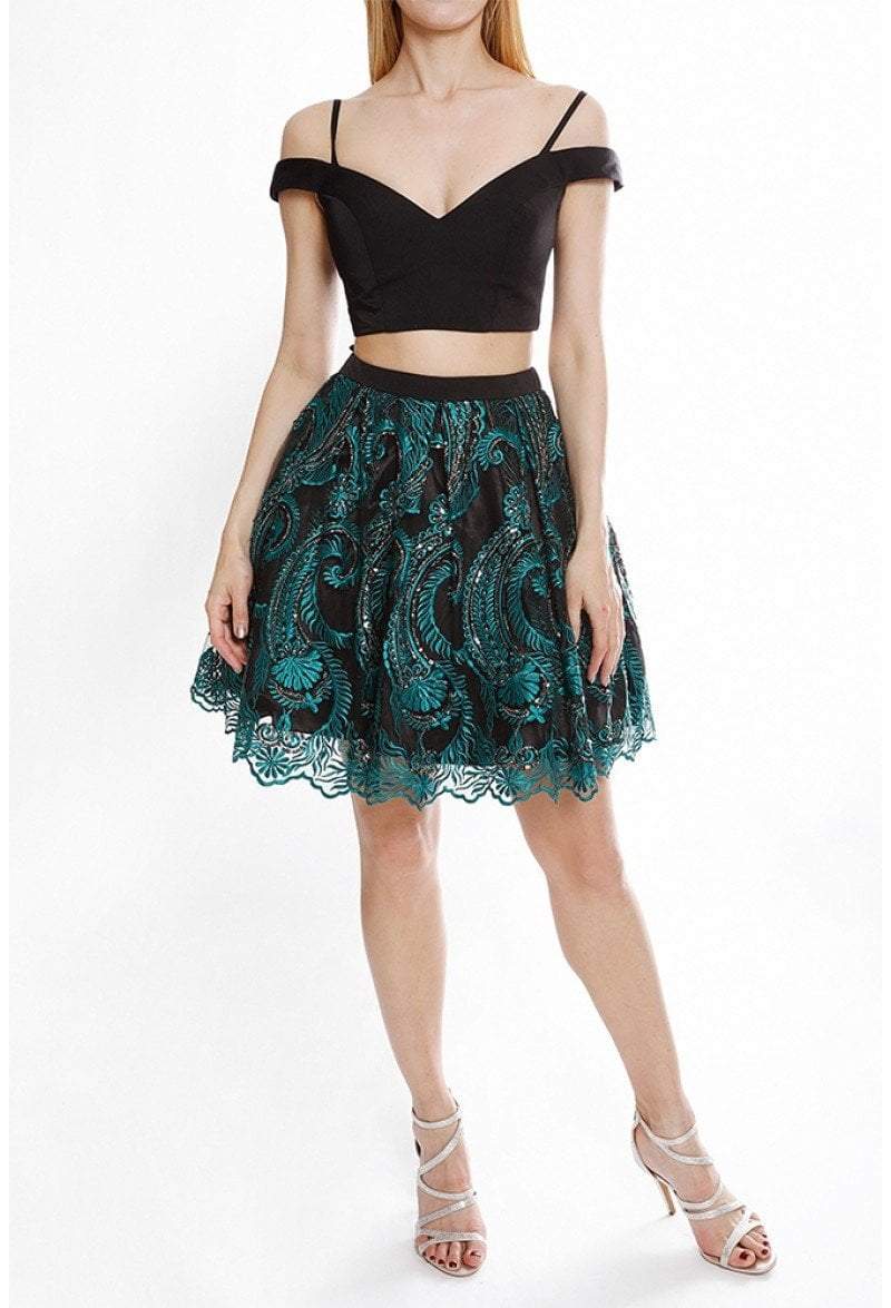 Terani Couture - 1825H7934 Two-Piece Embroidered Lace Cocktail Dress - designer cocktail dress at Silhouette Dresses
