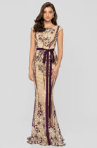 Terani Couture - 1911E9115 Floral Embroidered Bateau Evening Dress