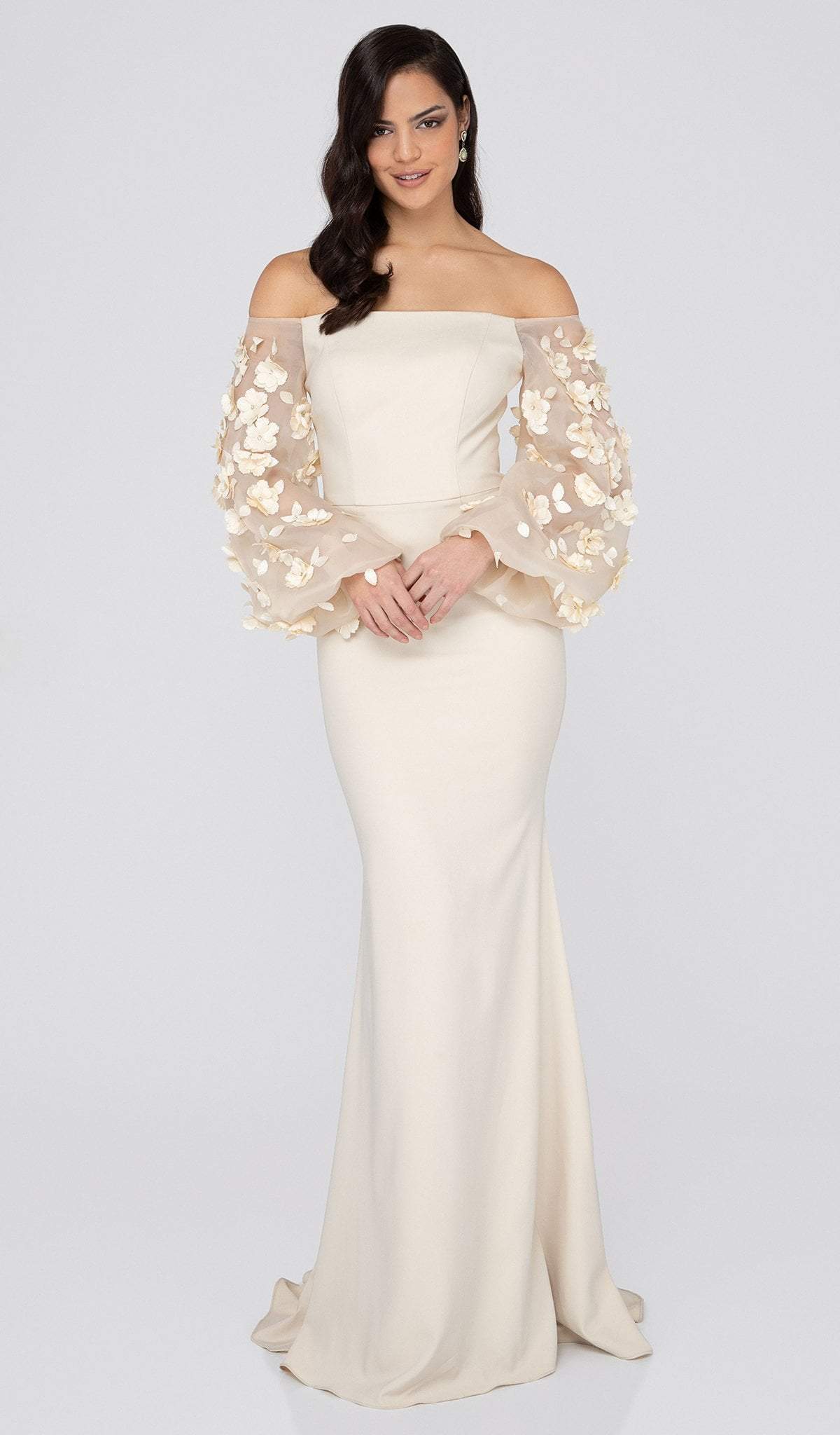 Terani Couture - 1911E9128 Off-Shoulder Floral Mother of the Bride Gown - designer evening gown at Silhouette Dresses