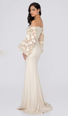 Terani Couture - 1911E9128 Off-Shoulder Floral Mother of the Bride Gown - back view