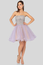 Terani Couture - 1911P8016 Strapless Beaded Tulle Cocktail Dress - back view