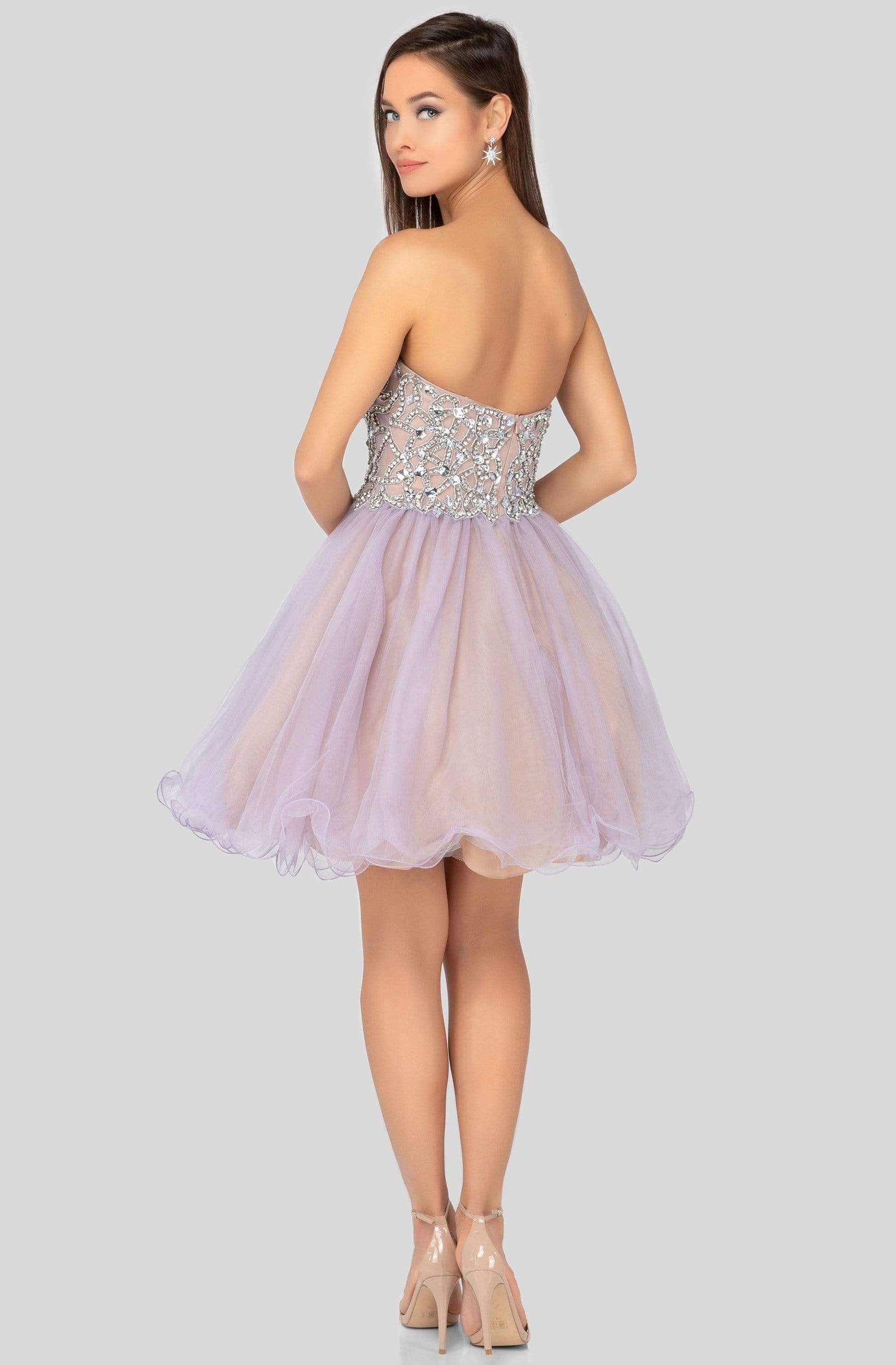Terani Couture - 1911P8016 Strapless Beaded Tulle Cocktail Dress - detail view