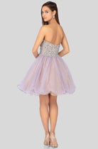 Terani Couture - 1911P8016 Strapless Beaded Tulle Cocktail Dress - detail view