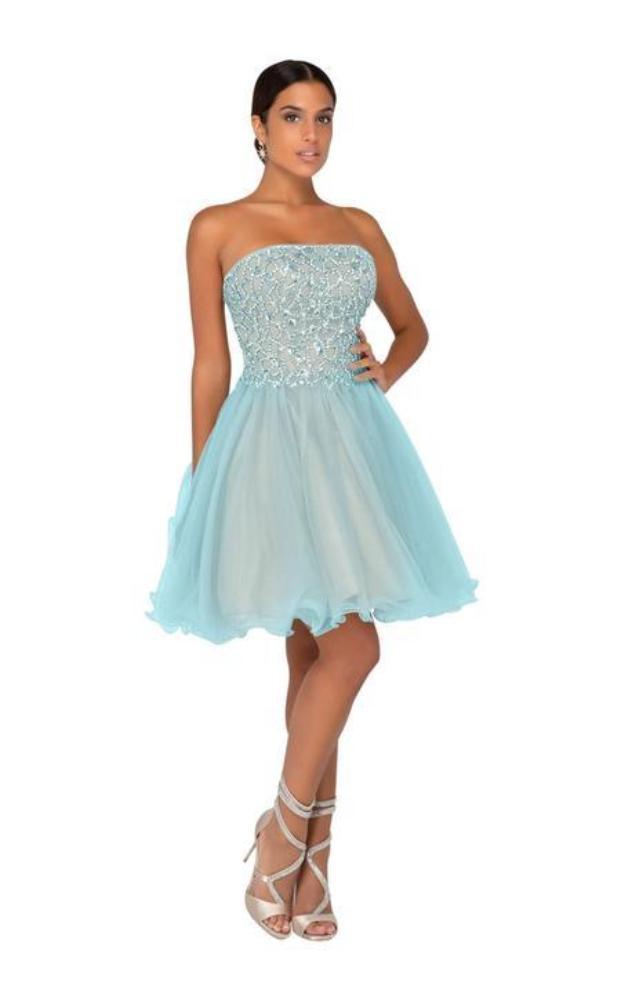 Terani Couture - 1911P8016 Strapless Beaded Tulle Cocktail Dress - view 6