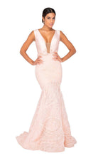 Terani Couture - 1911P8158 Plunging V-Neck Trumpet Gown - designer evening gown at Silhouette Dresses