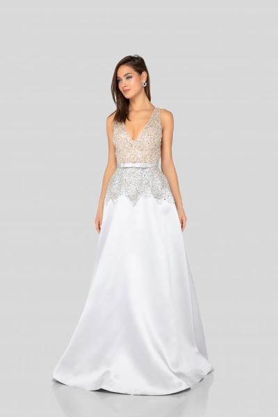 Terani Couture - 1911P8497 Beaded Plunging V-Neck A-Line Gown - designer evening gown at Silhouette Dresses